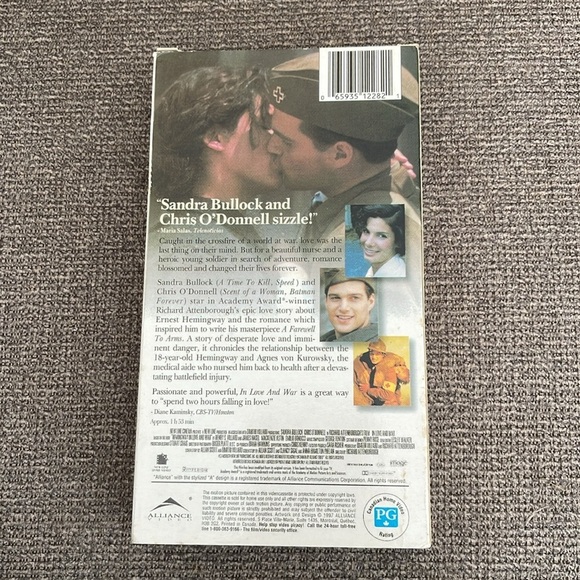 5/$25 In Love and War VHS Tape Movie Romance 1996 Sandra Bullock Chris O’Donnell - Picture 2 of 4